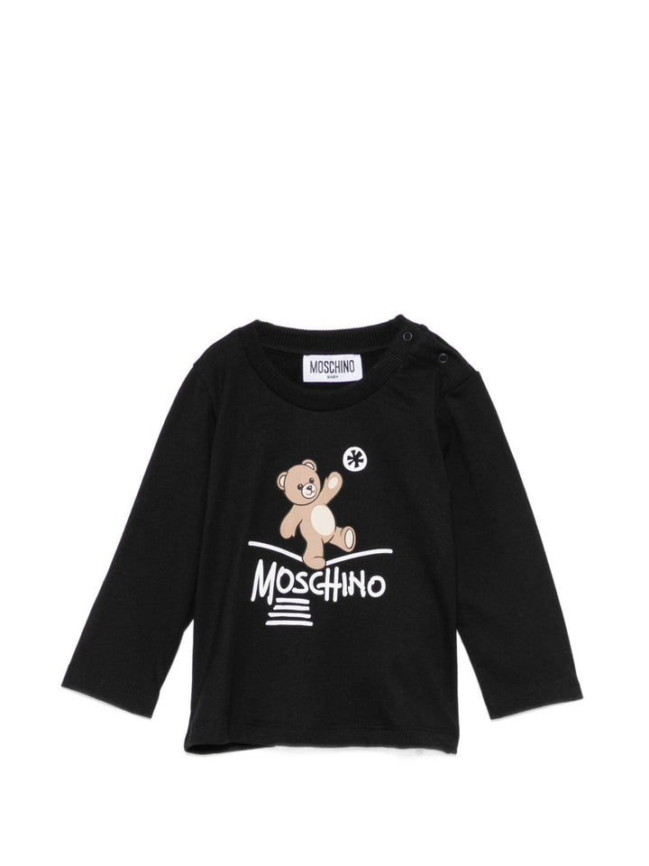 T-shirt nero per bambino MOO014LAA20 60100 Moschino Kids 