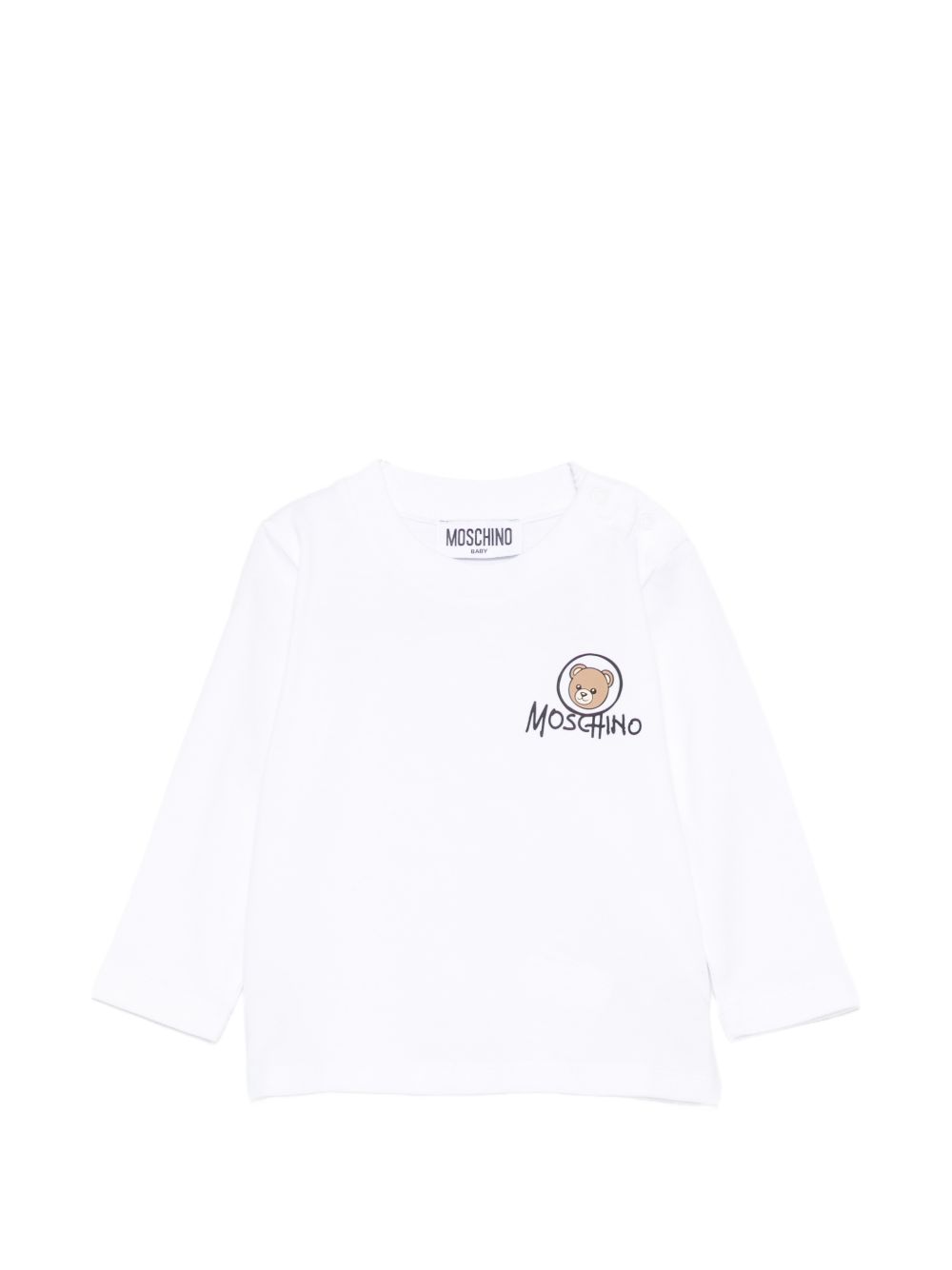 T-shirt bianca per neonato MRO014LAA34 10101 Moschino Kids 