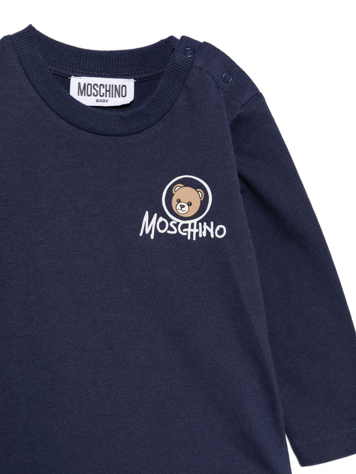 T-shirt blu navy per neonato MRO014LAA34 40016 Moschino Kids 