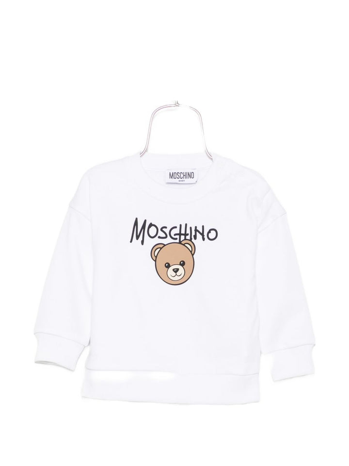 Felpa bianca per neonato MUF06HLCA83 10101 Moschino Kids 