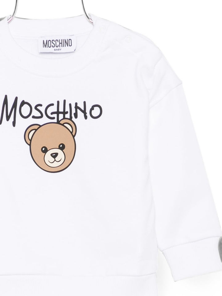 Felpa bianca per neonato MUF06HLCA83 10101 Moschino Kids 