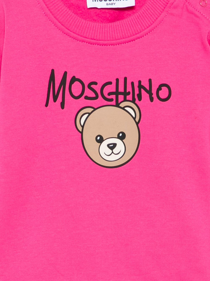 Felpa fuxia per neonata MUF06HLCA83 51450 Moschino Kids 