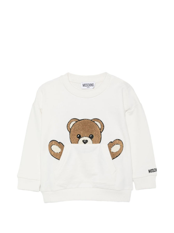 Felpa bianca per neonato MUF06KLCA93 10063 Moschino Kids 