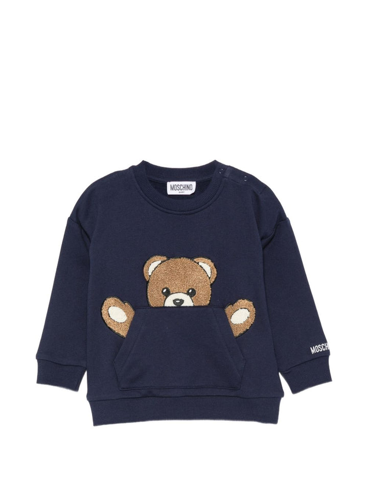 Felpa blu navy per neonato MUF06KLCA93 40016 Moschino Kids 