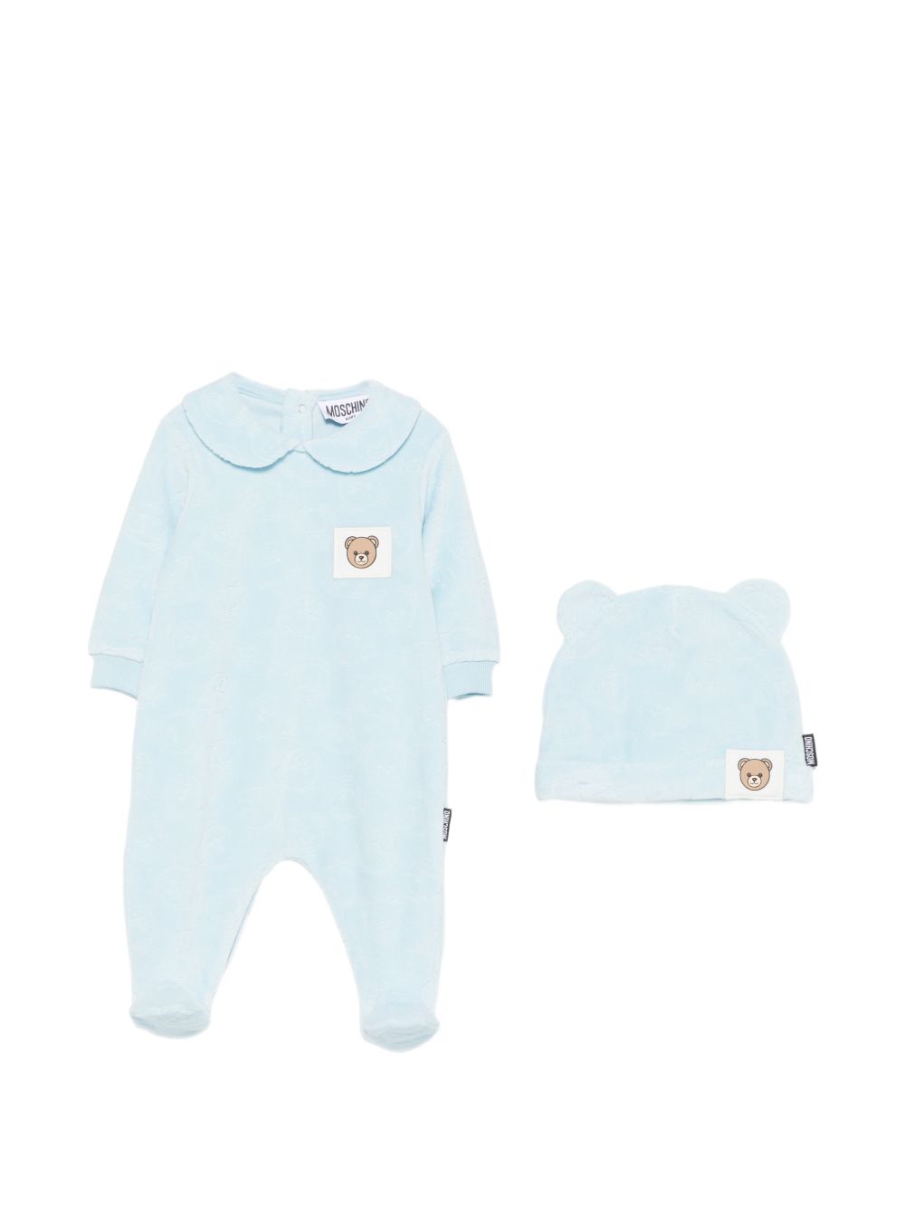 Tutina blu cielo per neonato MUY09ELGB12 40304 Moschino Kids 