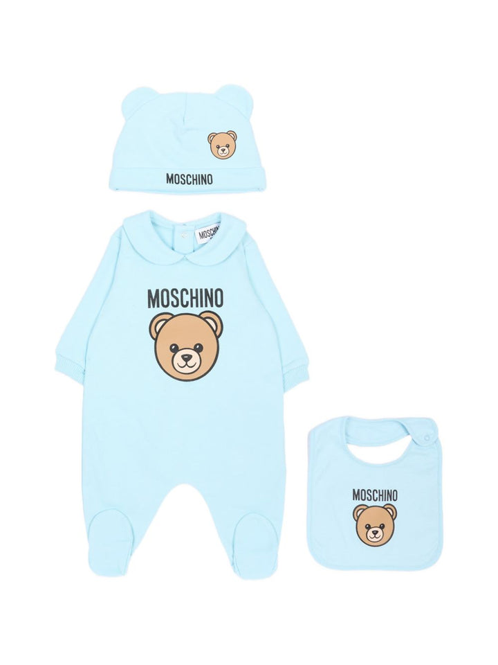 Kit tutina azzurra per neonato MUY09PLCA40 40304 Moschino Kids 