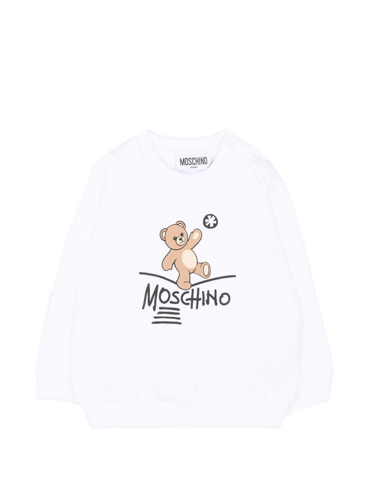 Felpa bianca per neonato MVF060LCA83 10101 Moschino Kids 