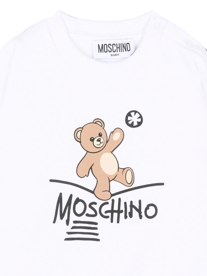 Felpa bianca per neonato MVF060LCA83 10101 Moschino Kids 