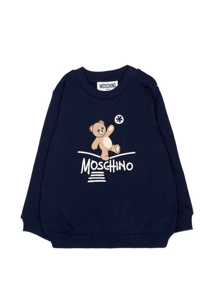 Felpa blu navy per bambino MVF060LCA83 40016 Moschino Kids 