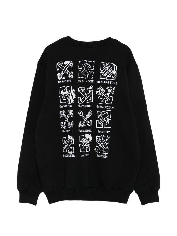 Felpa nera per bambino OBBA001F26FLE00300 001 Off White Kids 