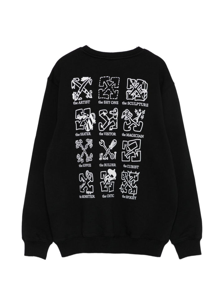 Felpa nera per bambino OBBA001F26FLE00300 002 Off White Kids 