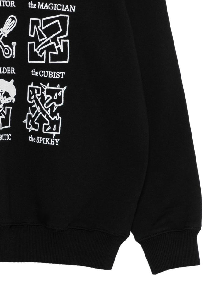 Felpa nera per bambino OBBA001F26FLE00300 002 Off White Kids 
