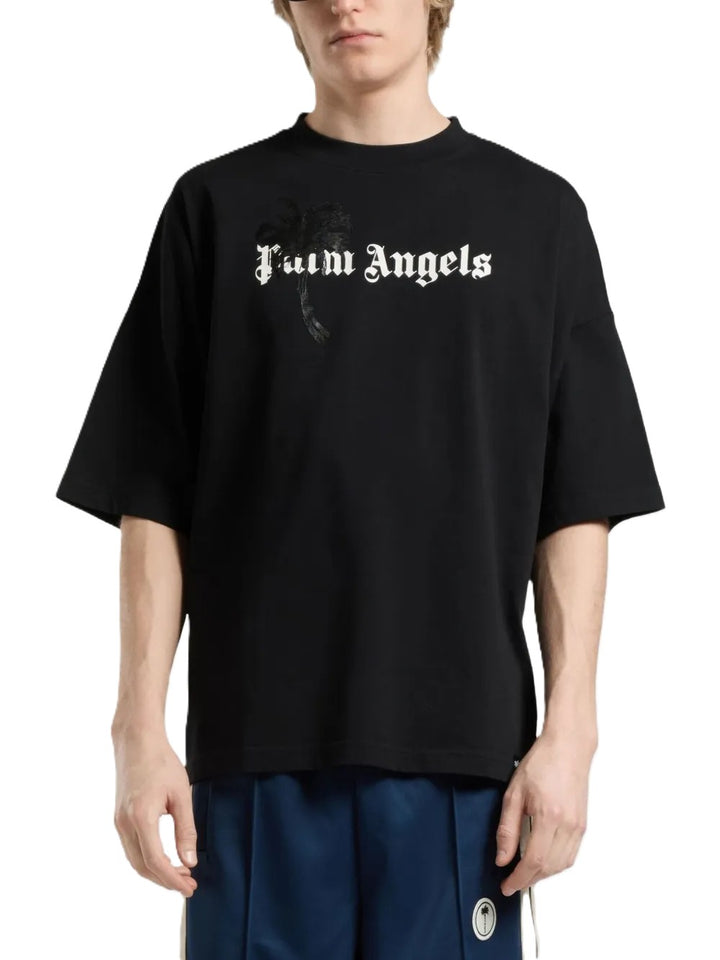 T-shirt nera per bambino PAMAA03W26JR06 1003 Palm Angels 