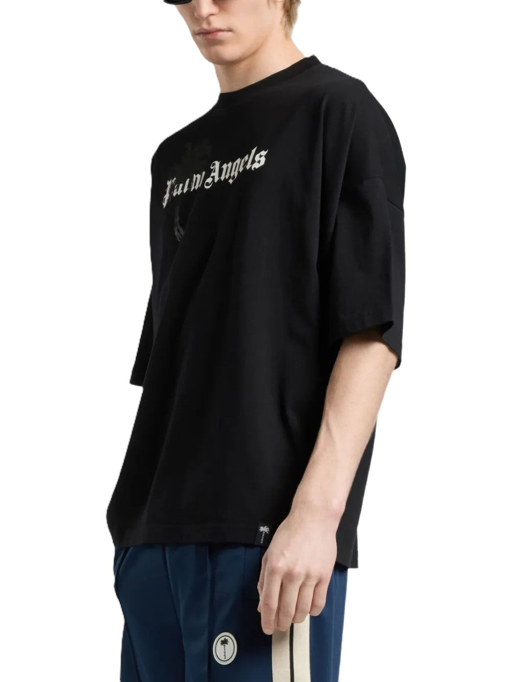 T-shirt nera per bambino PAMAA03W26JR06 1003 Palm Angels 