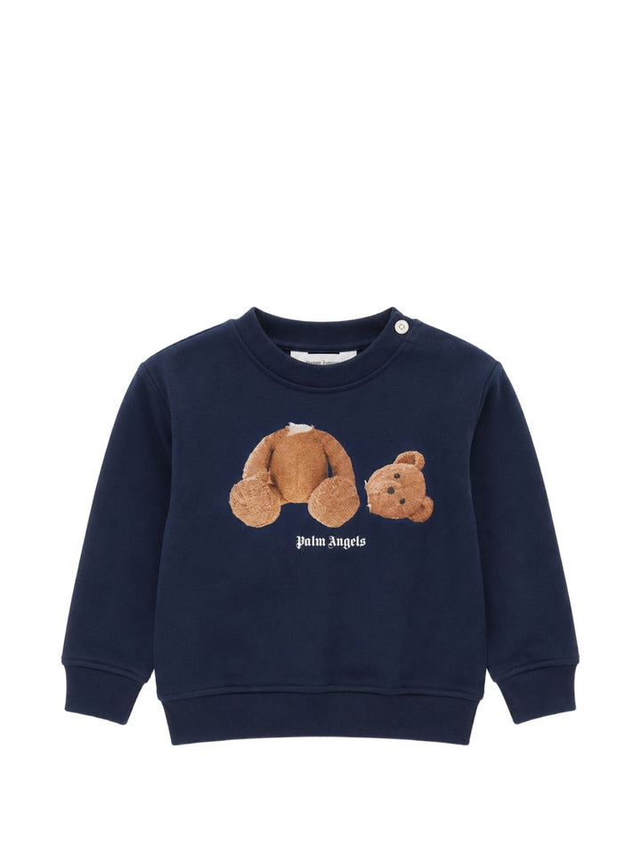 Felpa blu scuro per neonato F6PANBSW192 1528 Palm Angels Kids 