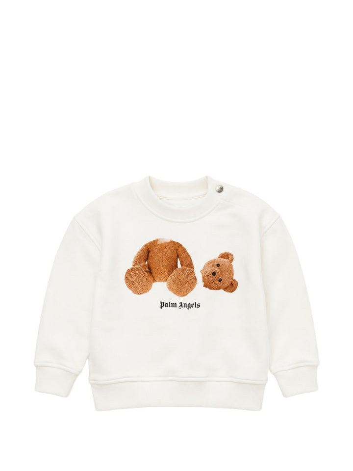 Felpa crema per neonato F6PANBSW192 412 Palm Angels Kids 