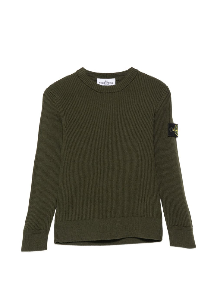 Maglione verde militare per bambino 65100010S0C02 V005G Stone Island Kids 