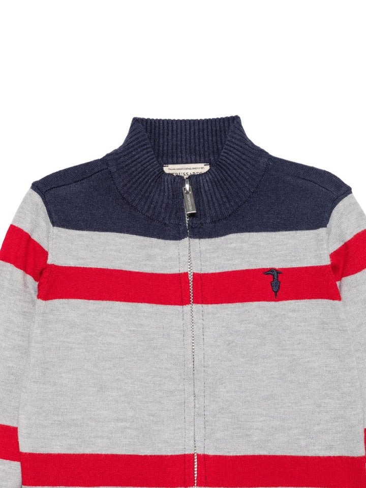 Cardigan grigio/rosso/blu per bambino TIA26004TS RECHE Trussardi Kids 
