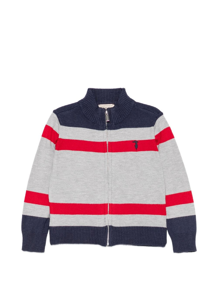 Cardigan grigio/rosso/blu per bambino TIA26004TS RECHE Trussardi Kids 