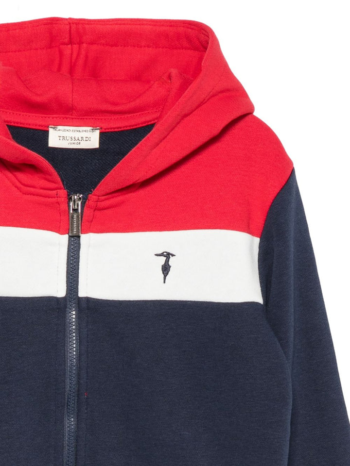 Felpa blu navy/rosso/bianco per bambino TIA26048FE RECHE Trussardi Kids 