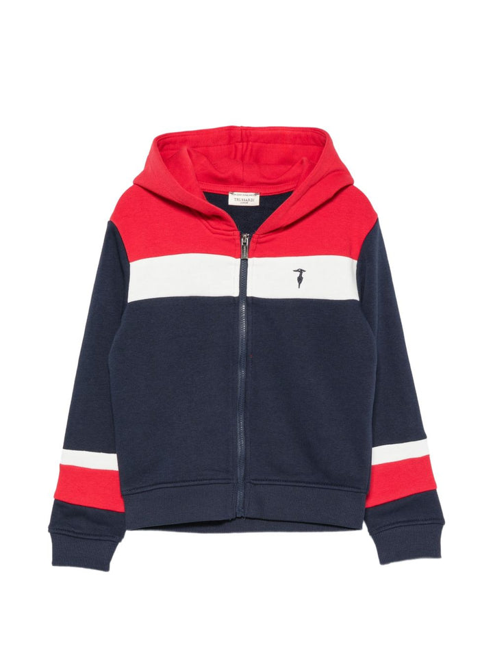 Felpa blu navy/rosso/bianco per bambino TIA26048FE RECHE Trussardi Kids 