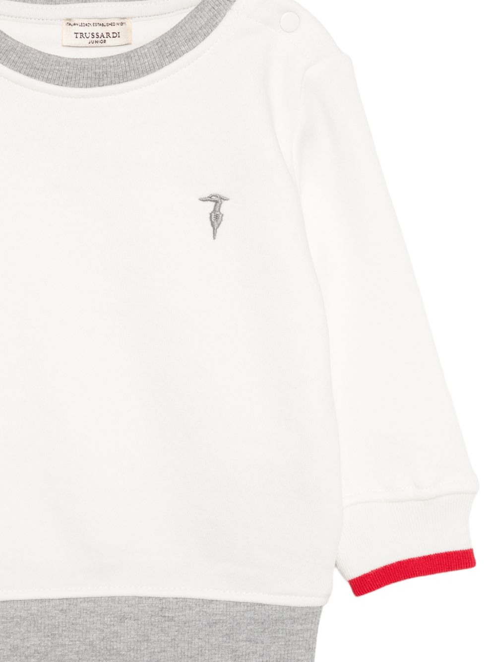 Felpa bianco/grigio/rosso per neonato TIA26050FEK OFFWHI Trussardi Kids 