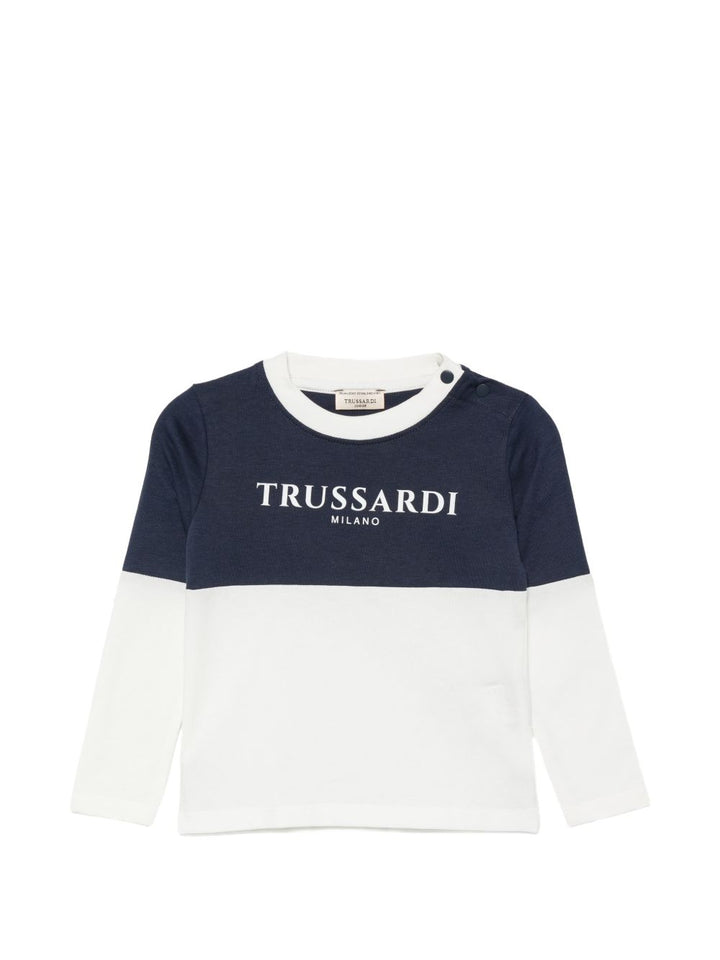 T-shirt bianca/blu per neonato TIA26055TSK OFFWHI Trussardi Kids 
