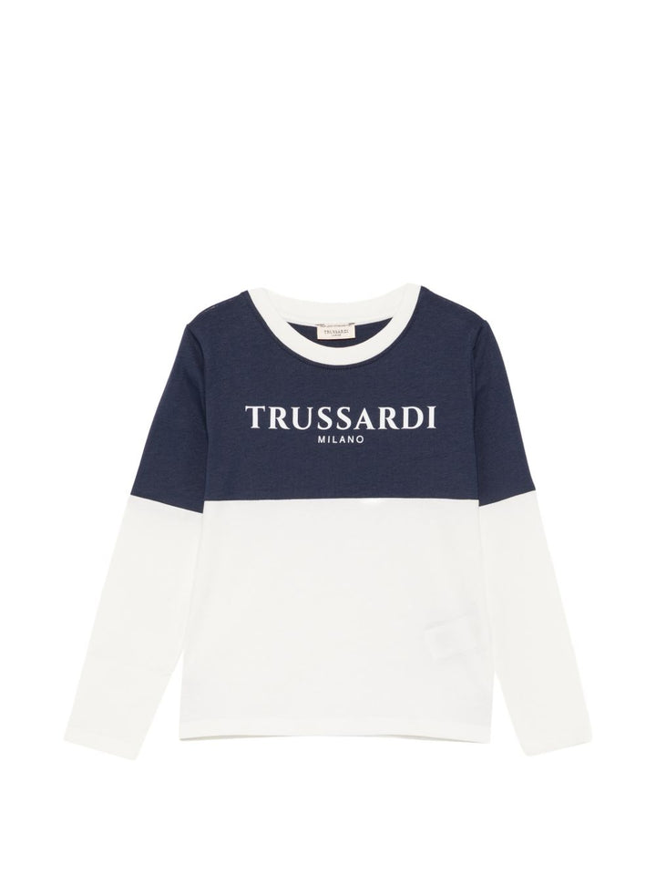 T-shirt avorio/blu navy per bambino TIA26055TS OFFWHI Trussardi Kids 