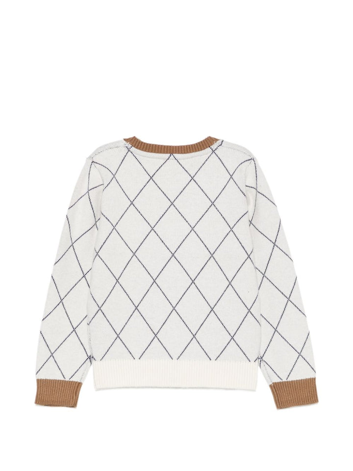 Cardigan bianco sporco/marrone per bambino TIA26095CD OFFWHI Trussardi Kids 