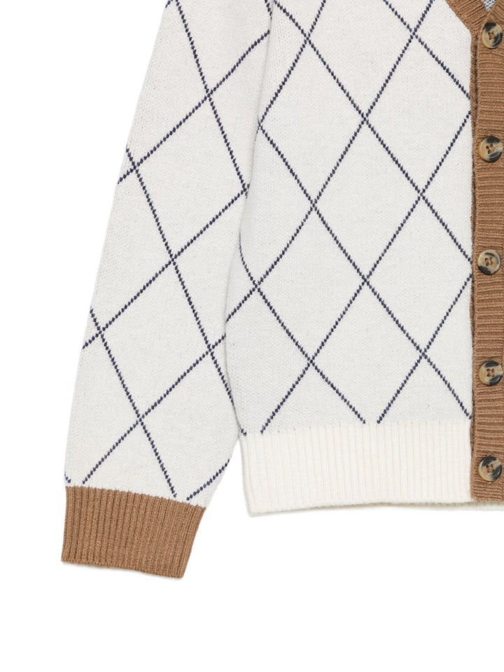Cardigan bianco sporco/marrone per bambino TIA26095CD OFFWHI Trussardi Kids 