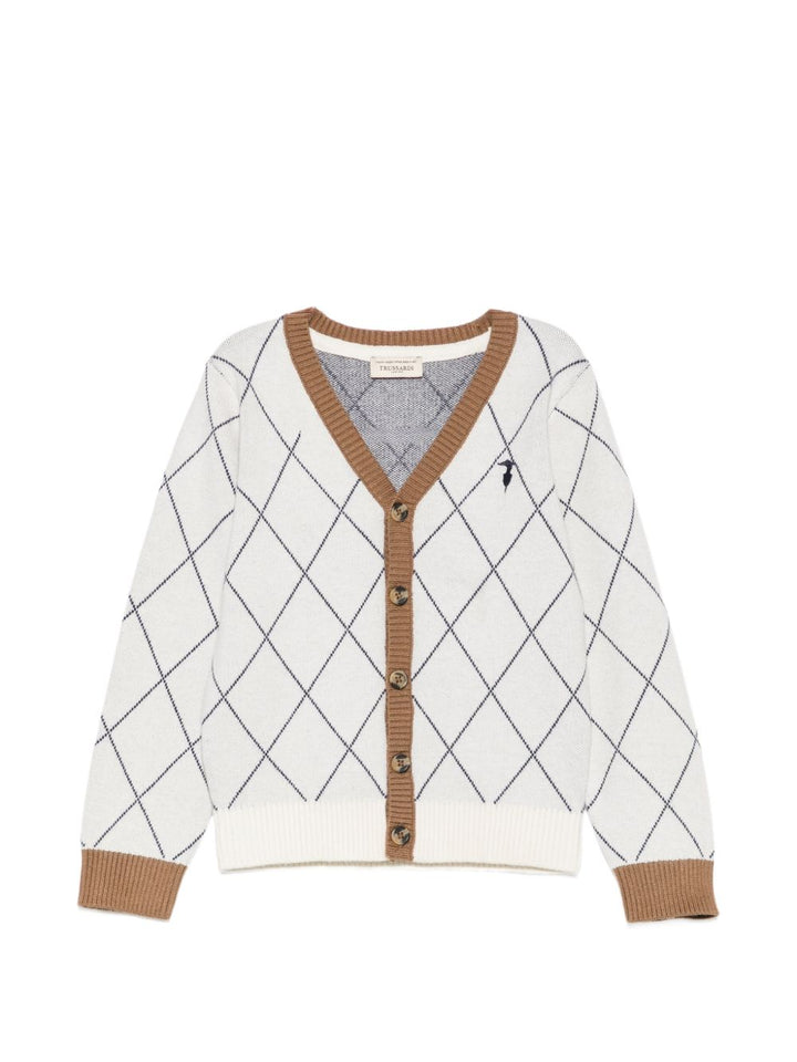 Cardigan bianco sporco/marrone per bambino TIA26095CD OFFWHI Trussardi Kids 