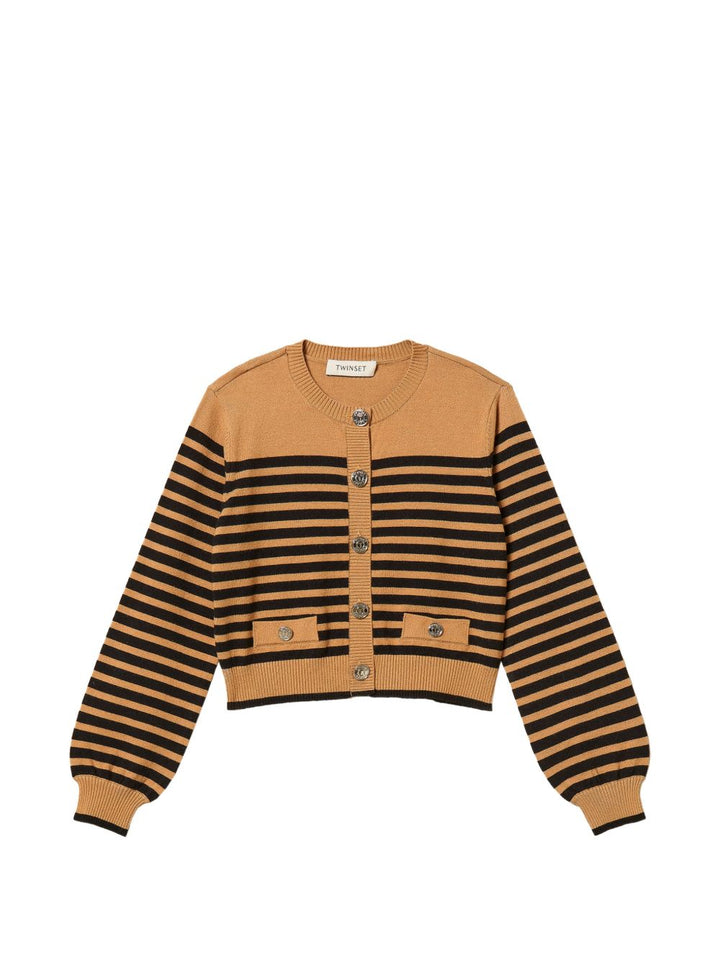 Cardigan ice coffee/nero per bambina 262GJ3030 13772 Twin Set 