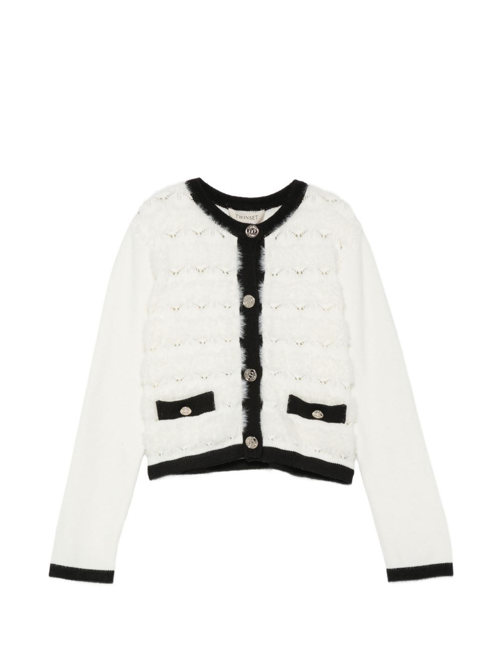 Cardigan bianco/nero per bambina 262GJ3090 03711 Twin Set 