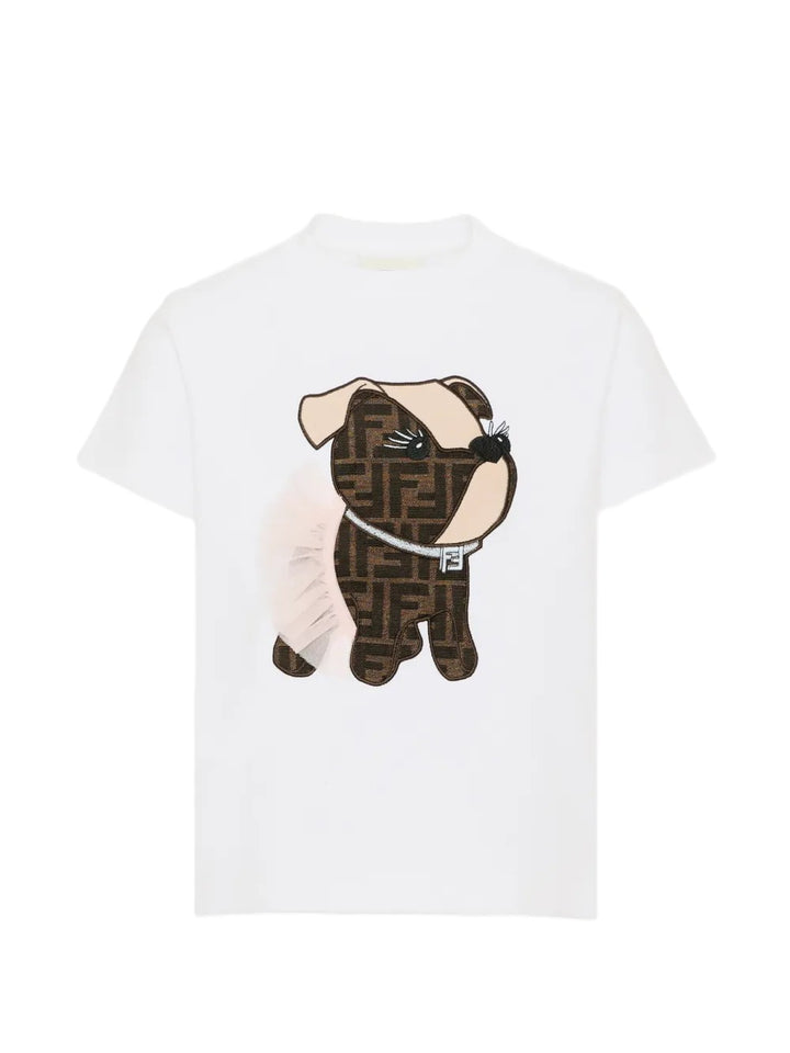 T-shirt gesso per bambino JFI418AVWL F0TU9 Fendi Kids 