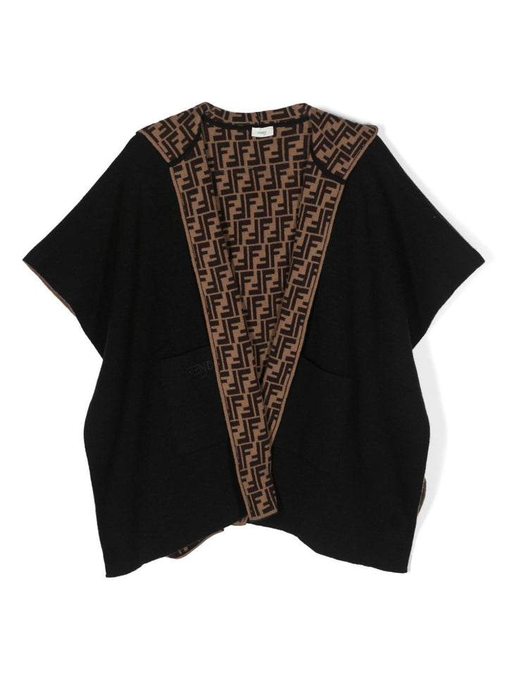 Mantella nera/marrone per bambina JFQ056AKLS F1M0T Fendi Kids 