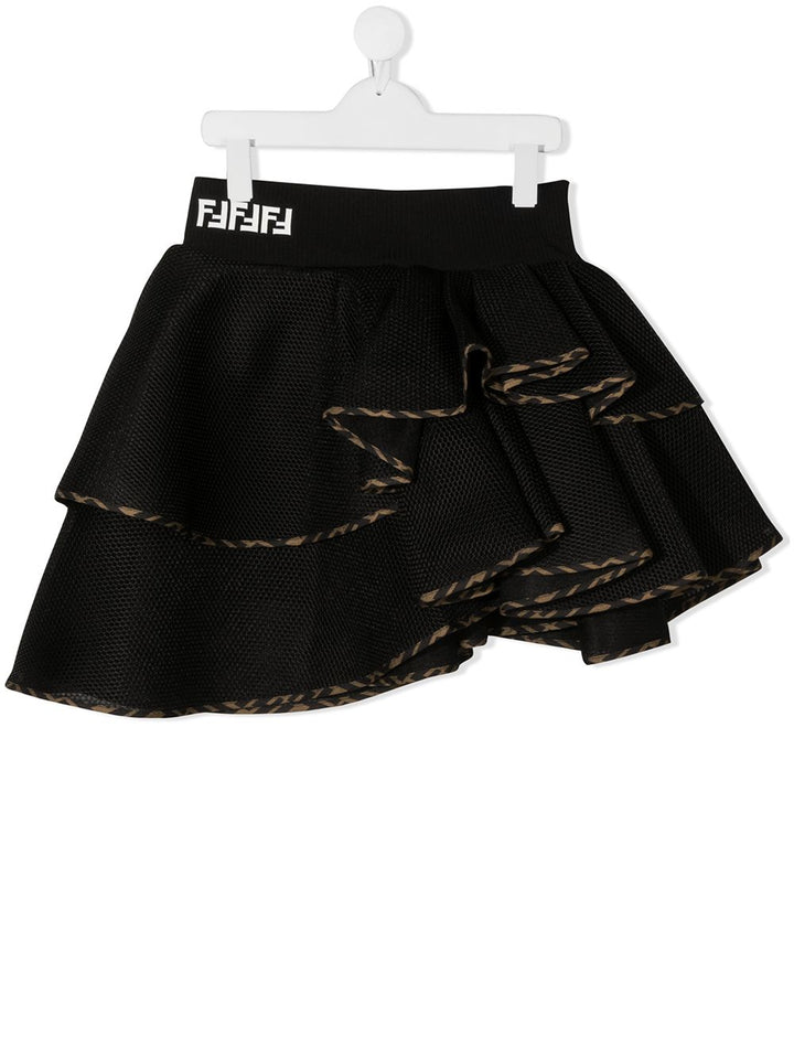 Gonna nera per bambina con logo JFE057ACA0 F0QA1 Fendi Kids 