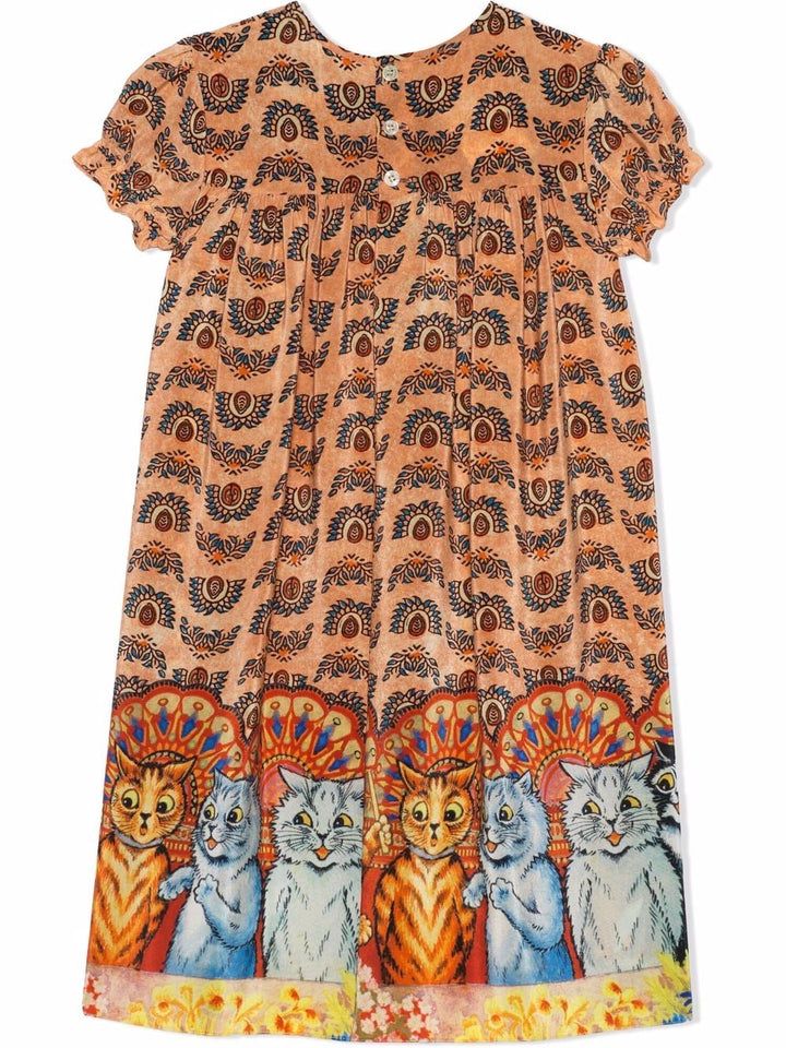 Orange dress for girls with print