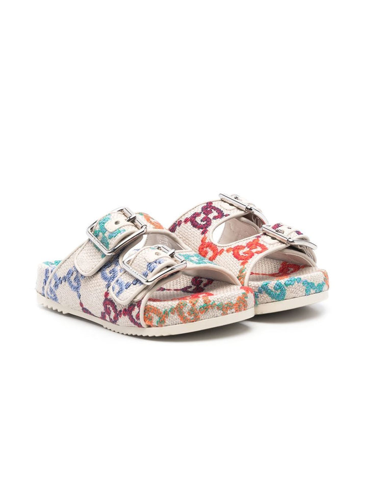 Multicolored sandals for girls with logo