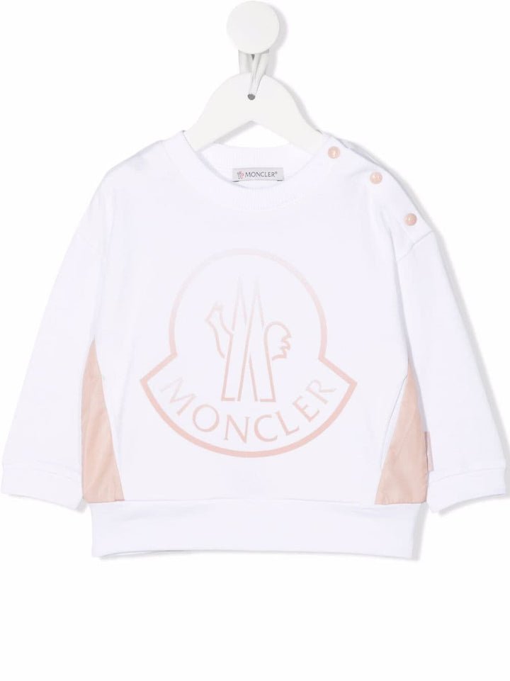 White sweatshirt for baby girls with logo