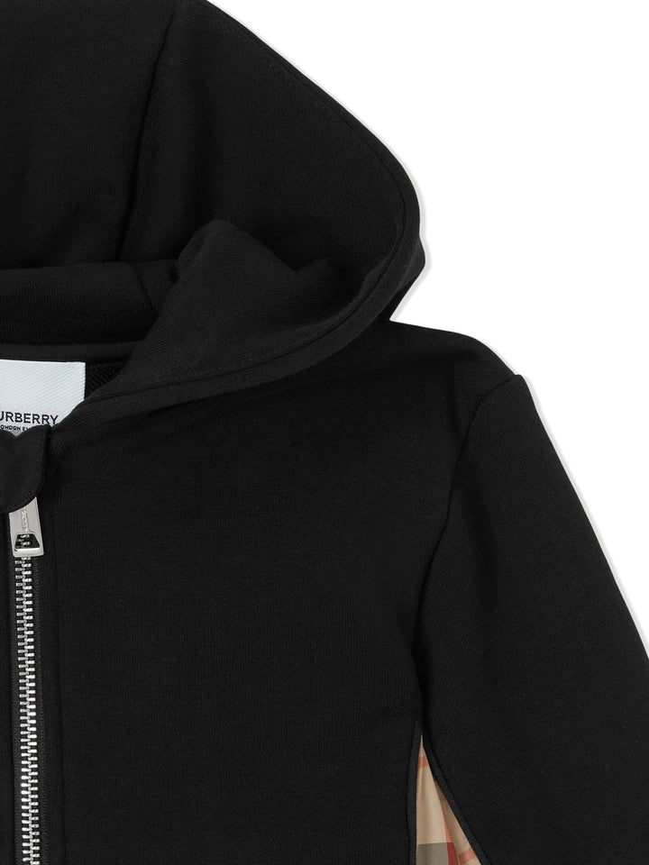 Black sweatshirt for boys with zip