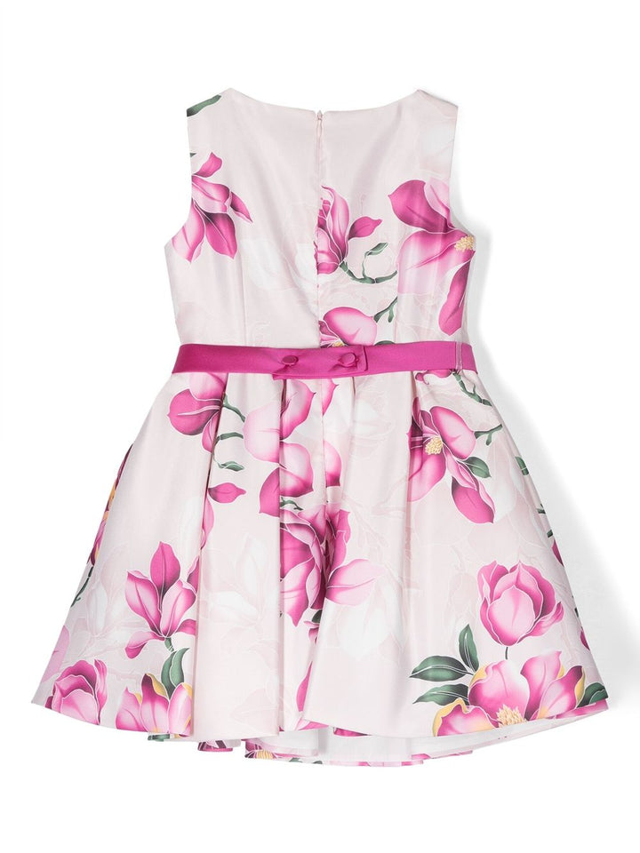 Pink dress for little girls with flowers
