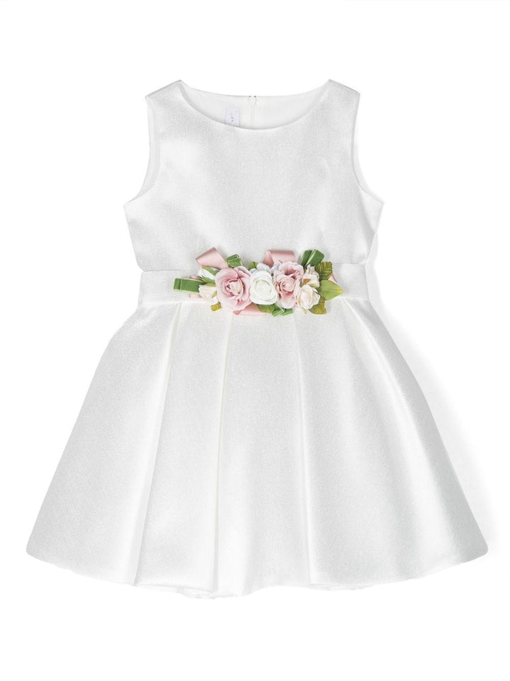 White dress for little girls with flowers