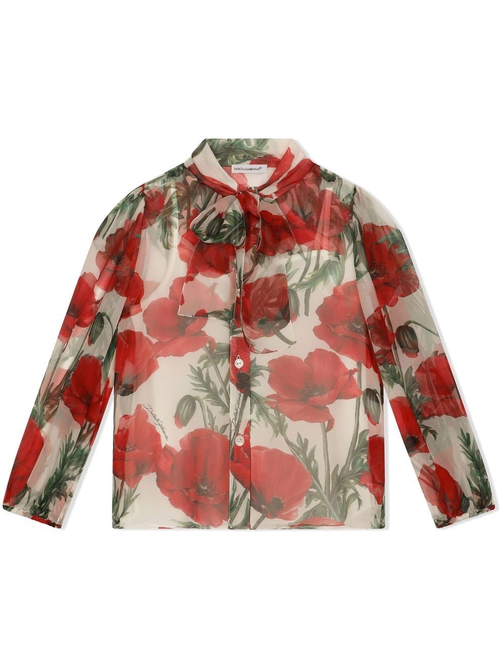 Camicia bianca e rossa per bambina L55S73IS1QU HA3VN Dolce & Gabbana Kids 