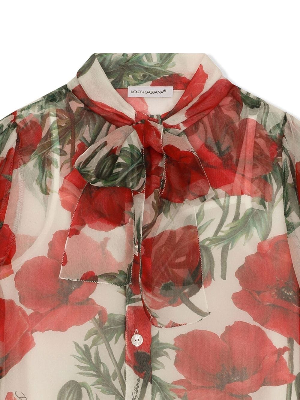 Camicia bianca e rossa per bambina L55S73IS1QU HA3VN Dolce & Gabbana Kids 