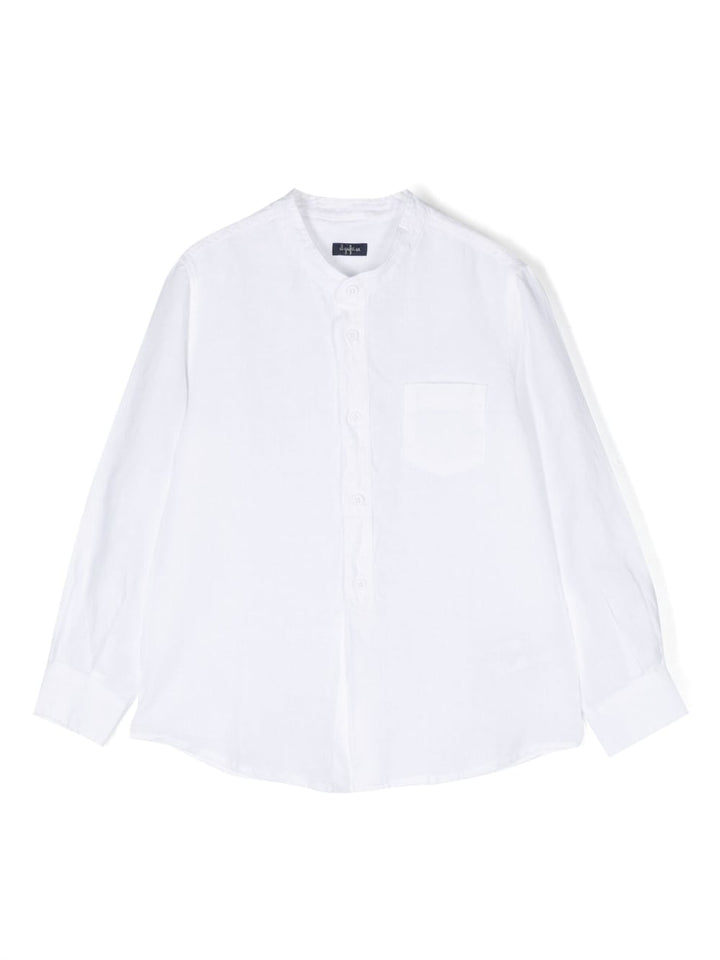 Camicia bianca per bambino in lino P23CL016L6006 010 Il Gufo 