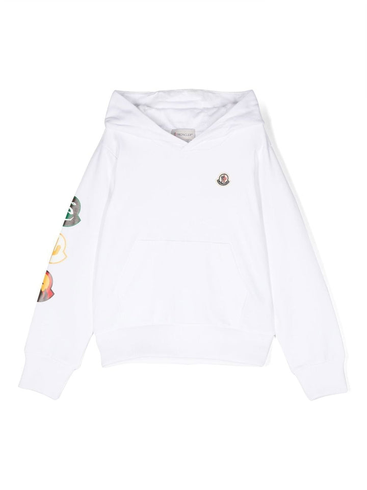 Felpa bianca per bambino con logo 9548G00018809AG 002 Moncler Kids 