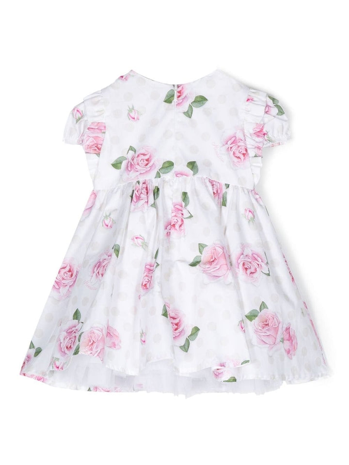 White dress for baby girls with print