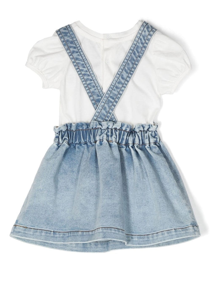 Light blue denim overalls for baby girls