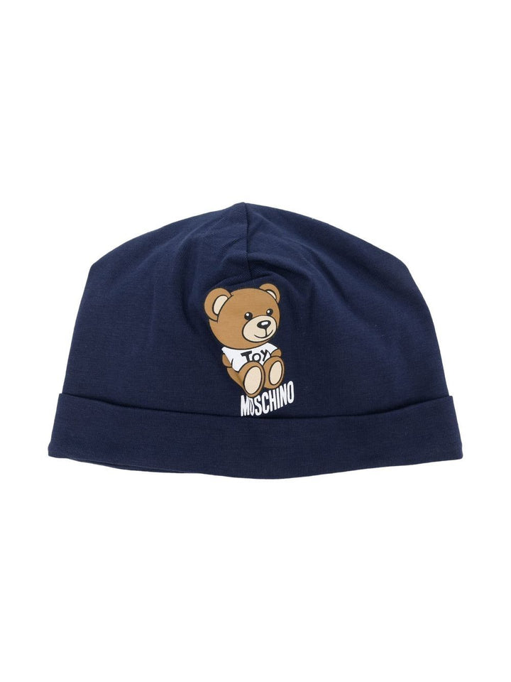 Cappello blu per neonato con stampa