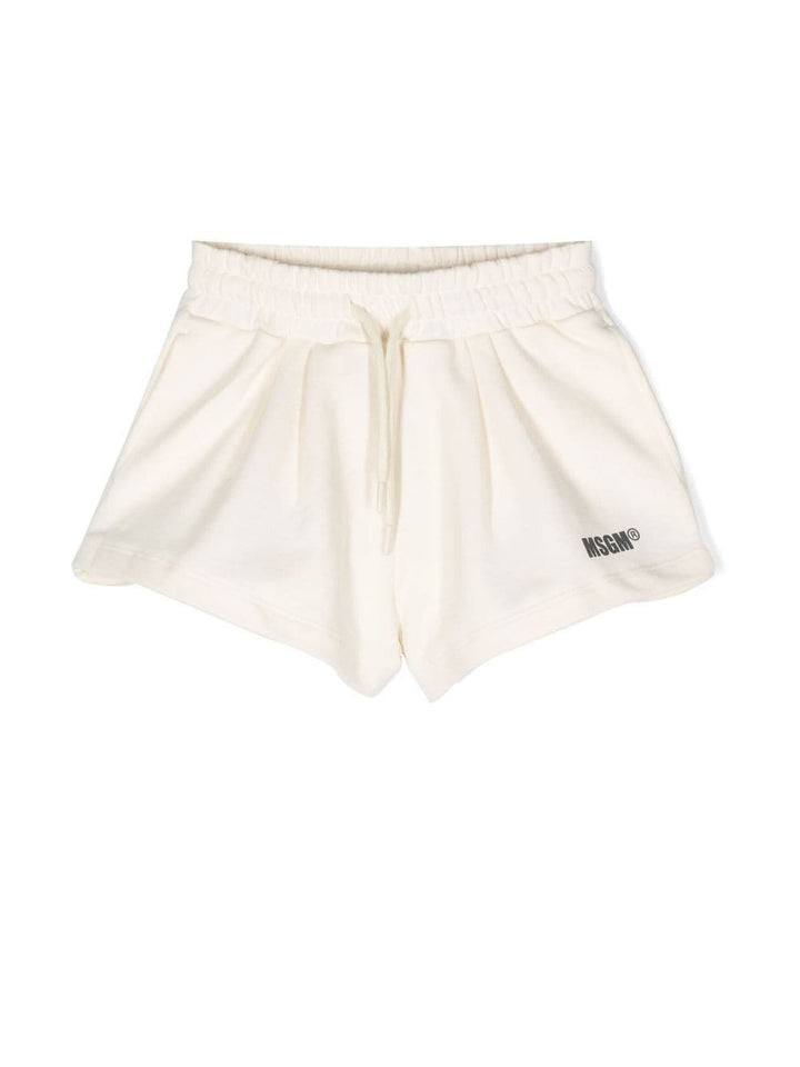 Bermuda shorts for girls in cream cotton